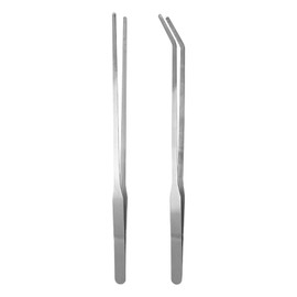JOYIAL 2 Pieces Long Aquarium Tweezers - 27cm Straight and Curved Tweezers Stainless Steel Reptile Feeder Tongs Terrarium Aquascape Tools Curved Aquarium Tweezers for Aquarium Silver