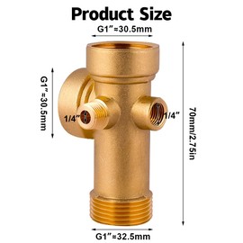 5-Way Brass Distributor, 1 Inch IG/AG Water Connection Connection, 5-Way Water Distributor DN25 to DN13, 5-Way Brass T Piece, Thread Fitting Fitting for Domestic Waterworks Pressure Gauge Pressure