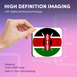 Destination Vinyl ltd Great Coasters (Set of 4) Square - Kenya East Africa Nairobi Drink Glossy Coasters/Tabletop Protection for Any Table Type #9152