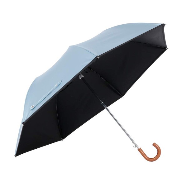 LIEBEN 0531 Parasol For Rain Or Shine, One-Touch, UV Protection, Light Shielding, Heat Shielding, Folding, Automatic Umbrella, Blue/Black