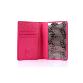 KARLA HANSON RFID Blocking Genuine Leather Travel Passport Wallet (Fuchsia Pink)