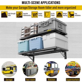 Aecxm 2pack-1.2x3ft Adjustable Rail Type Folding Storage Rack Shelf, Suitable for Garage, Storage Room, Kitchens Wall Shelf Garage Storage Rack Floating Shelves, Folding Panels (2pcs-Black)