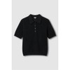 JAJU Women's Crochet Collar Short Sleeve Knit_Black
