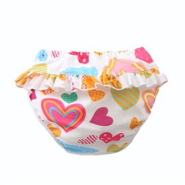 Pretty Swim Nappy with Ruffles, Leak-proof Swim Nappy Girls Boys, Washable Waterproof Baby Nappy Pants Swimming Nappy, 0-4 Years (Colour A, XL-36-44lb/3-4 Years)