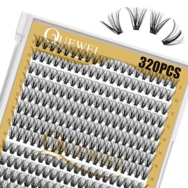 QUEWEL Lash Clusters 320Pcs Cluster Lashes 30D+40D C Curl Lash Cluster Eyelash Extensions Mix9-16mm Individual Eyelashes Clusters Wispy Lash Clusters Thin Band Soft to Use at Home(30D+40D C Mix9-16)