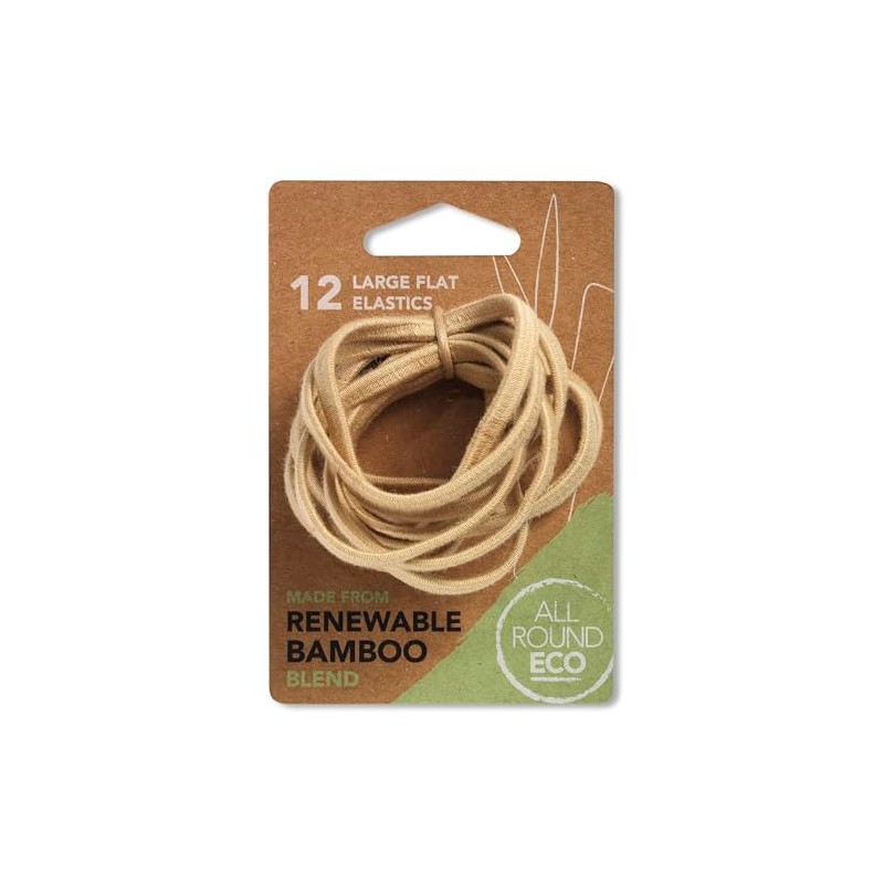 Blonde Large Flat Hair Elastics, Renewable Bamboo, Pack of 12