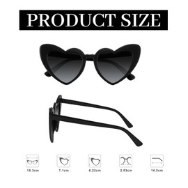 Bouiexye 1 Pack White 9 Pack Black Heart Shaped Sunglasses Bachelorette Vintage Heart Glasses for Women Wedding Bridal Party Decorations