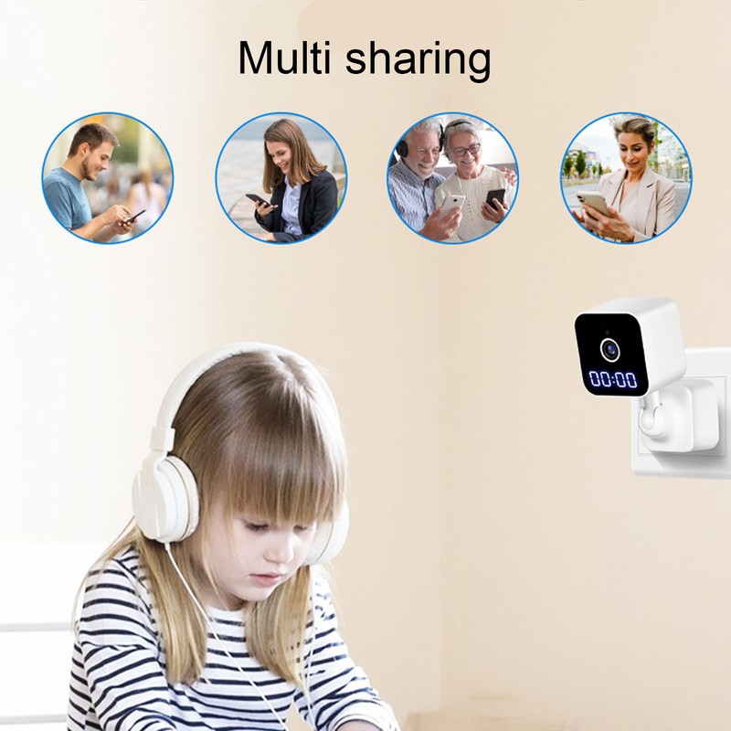 Plug in Smart Security Camera with Clock 1080p Image Night