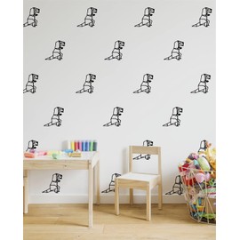 Geometric Dinosaur Wall Decor Stickers for Kids Room Baby Nursery Wall Decals Murals BK028 (Black)