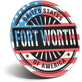 Destination Vinyl ltd Magnet for Refrigerator, Fridge - Fort Worth USA American Flag Stamp for Office, Cabinet and Whiteboard, Magnetic Stickers, 6056
