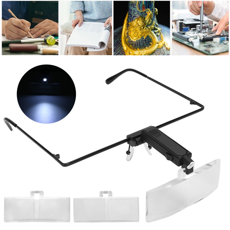 Eyeglasses Magnifier LED Light Hands Free Magnifying Glass for Watch