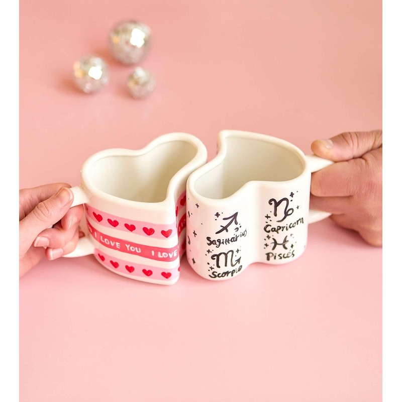 Pott’d Perfect-Pair-Mugs, Heart-Shaped Mug Painting Kit for Couples. Includes Ceramic