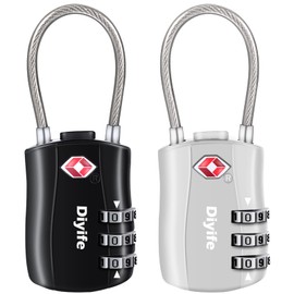 Diyife TSA Luggage Locks, [Newest Version][2 Packs] 3-Digit Security Padlock, Combination Padlocks, Code Lock for Travel Suitcases Luggage Bag Case etc.(Black & Silver)