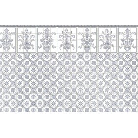 Brodnax Prints Dollhouse Kitchen Wallpaper by Brodnax "Leslie Blue" Delft Style 1:12 Scale