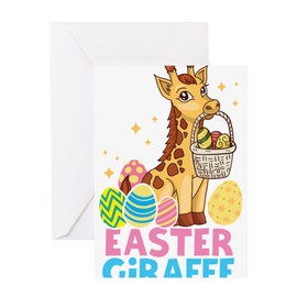 CafePress Cute Giraffee Easter Egg Basket Boy Greeting Cards Folded Greeting Card Glossy