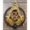 Ebros Gift Antiqued Faux Gold Freemasonry Masonic Square & Compasses Monogram Door Knocker