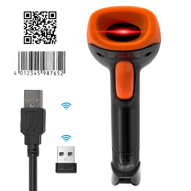 Handheld 1D/2D/QR Barcode Scanner BT+2.4G Wireless USB Wired Bar Code
