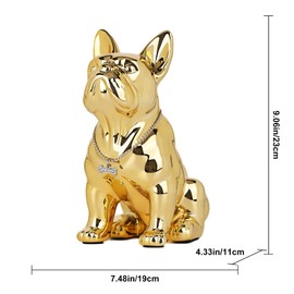 suruim English Bulldog Resin Statue French Sculpture Home Decor Collectible Figures Art Dog Statue Resin Craft Living Room Desk Decoration (Yellow,M)