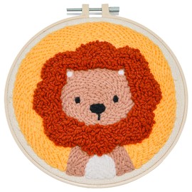 MayAnC DIY Punch Needle Kit for Beginners, Embroidery Starter Kit with Step by Step Video Instruction for Adults & Kids Starter, Healing Weave Punch Stitching Kit (Lion)