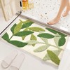 QIUKUN Bathroom Rug Mat Leaves Plush Microfiber Strong Water Absorbent