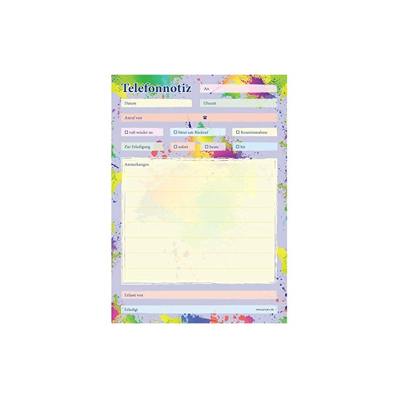 PRICARO 5 x A5 Splash Telephone Notepad