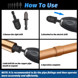 6Pcs Pipe Expander Tool,Swaging Drill Bit Set,Air Conditioner Copper Pipe Expander Set,Hex Handle,1/4'', 3/8'',1/2'',5/8'',3/4'',7/8''Bits