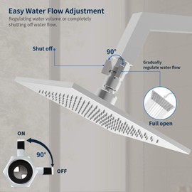 Tenfe Water Flow Control Valve for Shower Head, Brass Adjustable Water Pressure Regulator for Hand Held Shower Shut Off Valve, Polished Chrome On/off Switch G1/2 Standard Connection