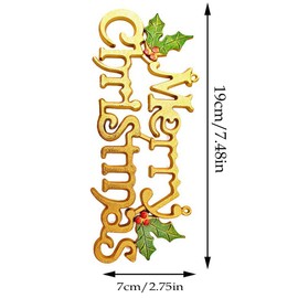 Designs Merry Christmas Signs, Decorative Glittery Hanging Signs for Xmas, Gold Merry Christmas Tree Wreath Decorations Accessories Hanging Ornaments, 2 pcs