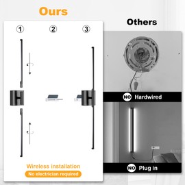 JZEKVN Battery Operated Wall Sconce with Remote Control, 3000K-6000K Black and Gold Wall Lights Set of Two, Timable LED Wireless Wall Lamp, 350° Ratate for Bathroom, Living Room, Hallway 29.1 Inch