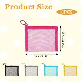 5pcs Mini Zipper Mesh Bags,Lipstick Cosmetic Accessories Organizer,Nylon Makeup Mesh Pouches,Cosmetic Travel Toiletry Bag for Home Office Purse