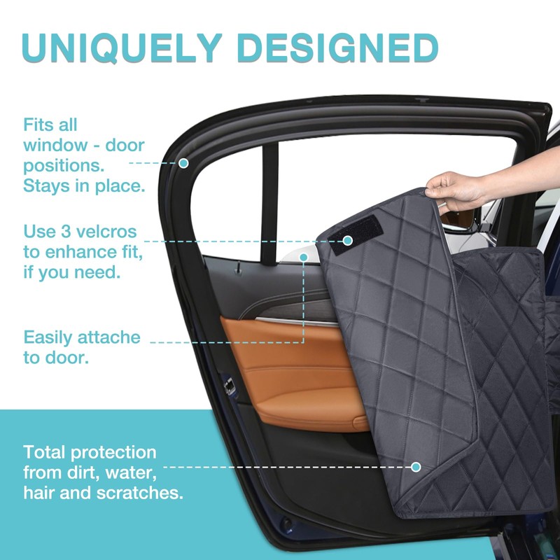 Back Seat Extender for Dogs + 2 Dog Seat Belts,