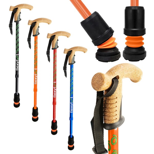 Flexyfoot Cork Grip Shock Absorbing Walker Orange - Provides Extra Safety and Grip - Reduces Shock and Shock