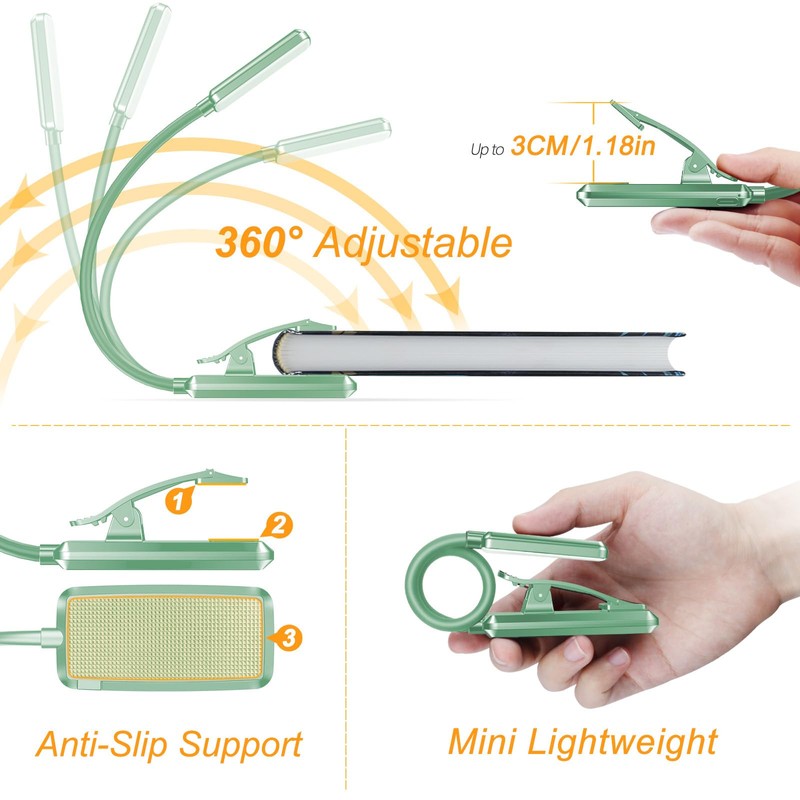 Gritin 9 LED Rechargeable Book Light for Reading in Bed