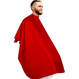 aashta® Hairdressing Cape, Lightweight Hairdressing Cape, Hairdressing Cape, Hairdressing Cape, Hairdressing Cape, Hairdressing Cape, Hairdressing Cape, Home Use, Button Closure, 143 x 126 cm, Red