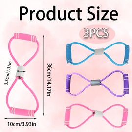 3PCS Resistance Band with Handles, Arm Figure 8 Resistance Band, home pilates kit for women, for Arm and Shoulder Stretch Strength Training(Purple, Pink,Blue)