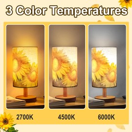 Sunflower Table Lamp for Bedroom,3 Color Flower Bedside Lamps for Night Stands, Birthday Gifts for Women Vintage Flowers Night Light, Desk Lamps for Reading,Home,Living Room,Office