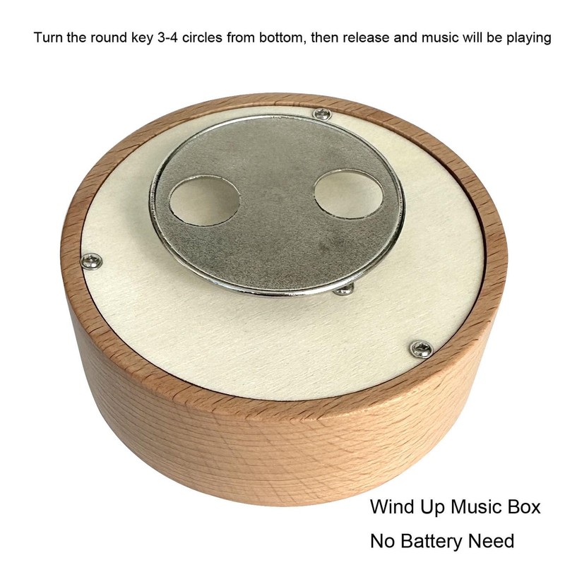 Edelweiss Music Box, Center Rotating 10cm Round Solid Wood Wind