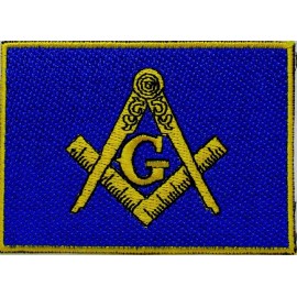 4 PCS Masonic Blue Flag EMBROIDERED PATCH iron-on FREEMASON SQUARE & COMPASS