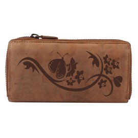 Greenburry Stylish and Trendy Women's Purse with Butterfly and Flowers, Abstract Design for Women, 19 x 2.5 x 10 cm, Motif 09, Vintage