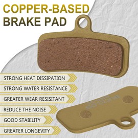 BUCKLOS Bike Disc Brake Pads - Bicycle Disk 4 Piston Pads for Shimano D02S D03S Saint Deore XT XTR SLX Zee/Tektro/TRP for Mountain Bike/Road Bike/Ebike/MTB(Copper-Based)