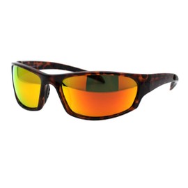 PASTL TAC Polarized Sunglasses Mens Light Weight Wrap Around UV 400 Tort Orange Mirror