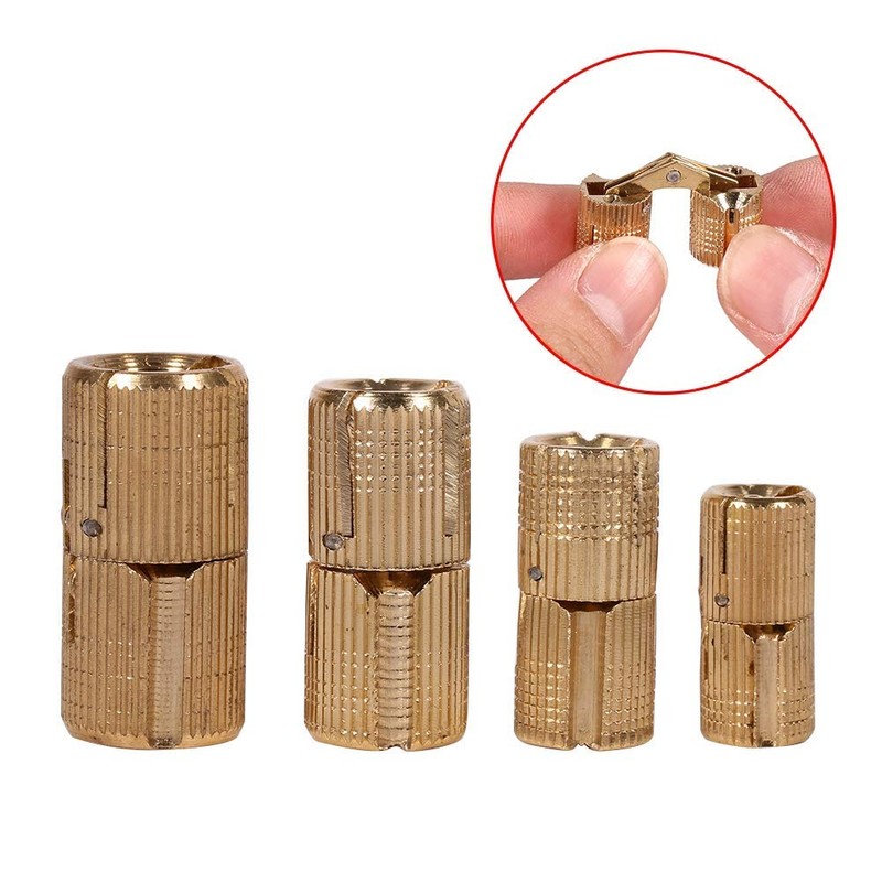GOTOTOP 4Pcs Barrel Hinges 12mm Brass Concealed Hinges Hidden Home