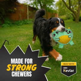 Bite Force - Durable & Strong Dog Toy Blue Two Headed Monster with Squeaker, Kevlar-Reinforced for Aggressive chewers.