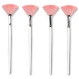 4 Pack Fan Brushes Fan Mask Brush Set, Facial Mask Brush Mask Applicator Brush for Peel Mask Makeup Tool (Orange)