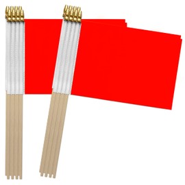 TSMD 16 Pack Solid Red Blank Flag Small Mini Plain Red DIY Flags On Stick for Marking Decorations,5x8 Inch