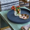 HofferRuffer Large Round Serving Tray 24'', Elegant Faux Leather Circle