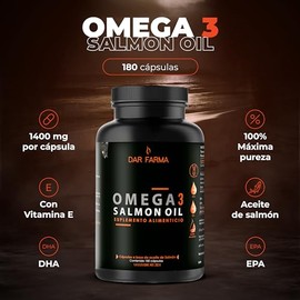 Omega 3-1400mg por Cpsula - Aceite de Salmon - EPA y DHA - 180 Cpsulas para 6 Meses - Omega-3 - Fish Oil Salmon Oil - Darfarma                        