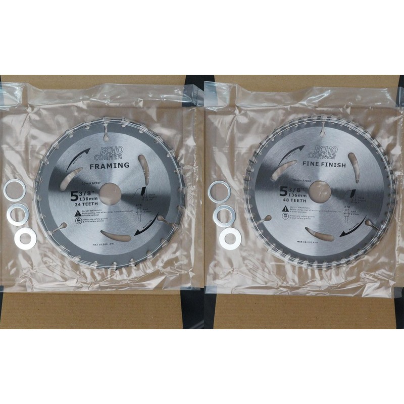 Echo Corner 136mm Wood Cutting Circular Saw Blades 24T/48T Combo