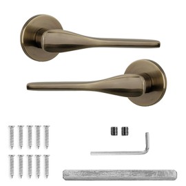Decoranddecor Antique Brass Door Handles Internal – Aluminium Door Handle Sets Brass Door Handles for Wooden Interior Doors | Internal Door Handles for Bedrooms & Bathroom | Verita Range