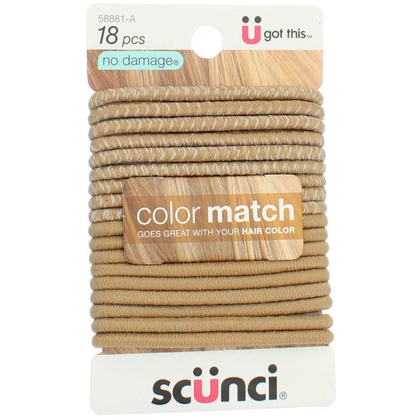 Scunci Beautiful Blends Hair Ties, 18 Count (Pack of 1)